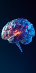 Poster - A brain made of blue and red lights. The brain is made of a lot of small pieces of light