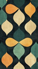 Poster - seamless retro geometric pattern featuring vintage teardrop shapes in earthy tones, ideal for wallpa