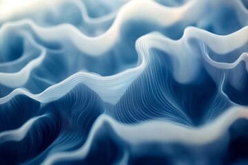 Poster - The image is a blue wave with a lot of detail. The water is very choppy and the waves are very large