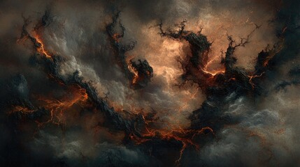 Wall Mural - Dramatic cosmic clouds with fiery orange accents