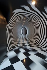 Poster - striking optical pattern in modern art gallery corridor with unique design