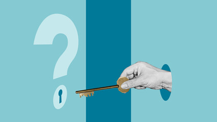 Poster - Answer the question and solve the problem. Concept of problem solving, finding the answer to solve a problem