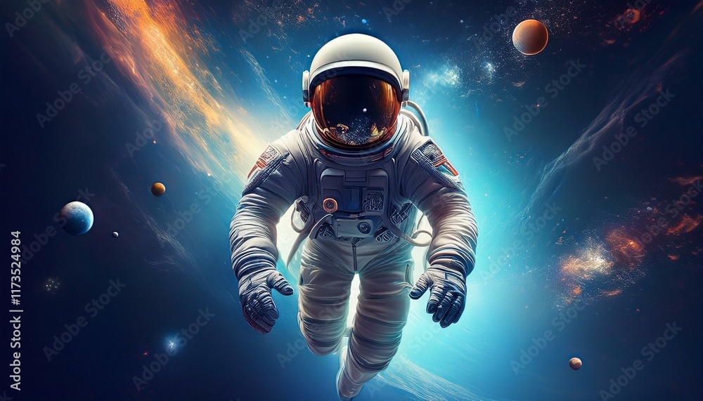 astronaut floating in space cosmic background stars and galaxies sense ...