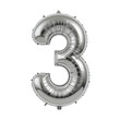 © yudistira - Silver Number 3 Balloon, A large, silver, number three balloon, perfect for celebrating birthdays, anniversaries, or other special occasions.