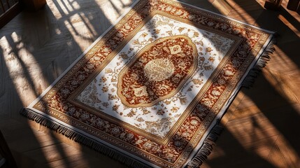 Canvas Print - Prayer Rug: A 3D depiction of a detailed prayer rug. paper cut Art Style 3d background 