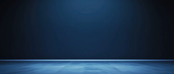 Canvas Print - Dark blue studio background with floor and wall.