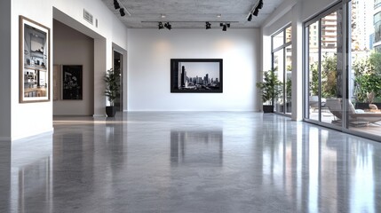 Poster - Spacious Interior with Expansive Wall Art Creating a Unique and Inviting Atmosphere in a Modern and Stylish Setting