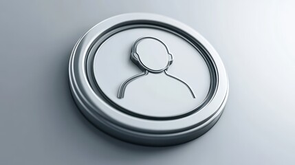 Poster - Silver button with person icon, a modern element for seamless user access and profile management