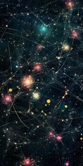 Poster - Explore a captivating digital landscape showcasing a network of nodes and connections, set against a dark background, ideal for illustrating technology and data themes.