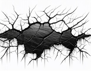 Wall Mural - black cracked line isolated white background