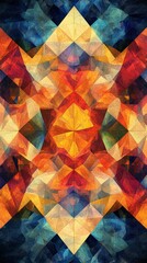 Poster - a colorful abstract painting with a lot of triangles and squares