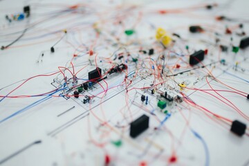 Poster - a close-up view of complex electronics and connections