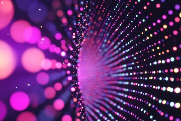 Poster - Dynamic Data Network Illustration with Colorful Points Creating a Realistic 3D Effect in a Vibrant Background