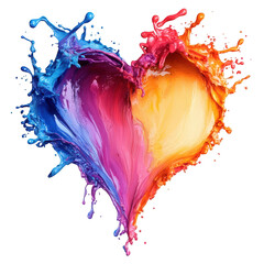 Aufkleber - Colorful valentine's oil paints splashing, blending into heart shaped composition, representing artistic emotion against transparent surface
