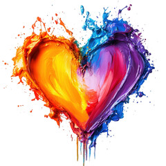 Aufkleber - Colorful oil paints valentine splashing, blending into heart shaped composition, representing artistic emotion against transparent surface