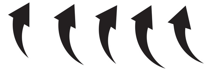 Wall Mural - black arrows set. curved arrows. arrow sign. curved arrow pointing right. black and red arrow.