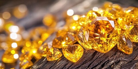 Wall Mural - yellow gemstones and gold 