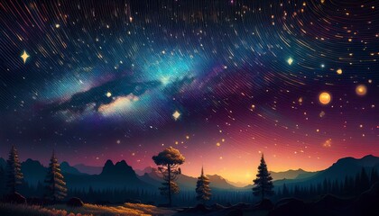 Wall Mural - starry night sky