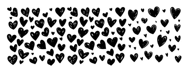 Canvas Print - pattern of black hand-drawn hearts seamless illustration