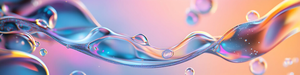 Poster - An abstract, colorful background with wavy shapes and bubbles
