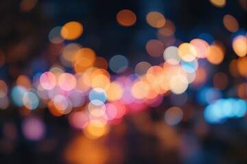 Aufkleber - Abstract blurred colorful bokeh lights in warm and cool tones on a dark background.