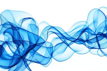 Poster - Abstract blue flowing wave pattern on white background.