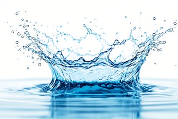 Poster - Close-up of a water splash on a white background, showcasing dynamic motion and clarity.