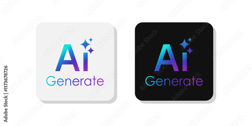 Generate AI button set. Artificial intelligence logo icon symbol ...