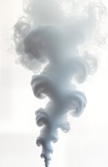 Poster - Abstract white smoke fog forms swirling patterns. Intricate cloud-like structures float against plain white background. Creative design element with copy space ideal for various uses. Artistic effect