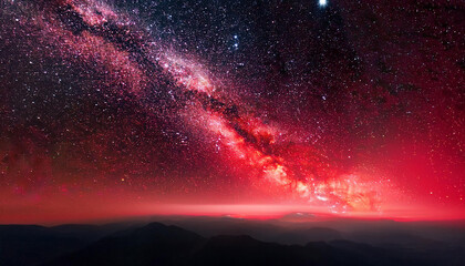 Wall Mural - red galaxy area with stars
