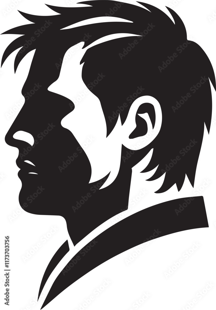 Creative human man face black soild