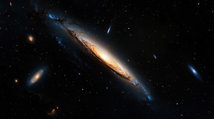 Wall Mural - a black and white photo of a spiral galaxy with a bright yellow center