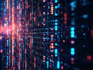 Poster - Dynamic digital abstract background with technicolor particles virtual environment graphic design futuristic concept