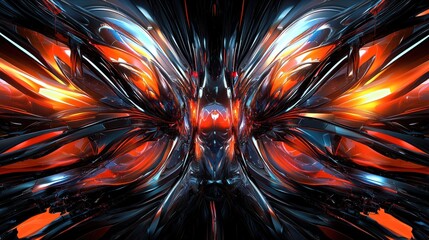 Poster - Dynamic sci-fi abstract pattern digital art vibrant colors digital environment futuristic viewpoint