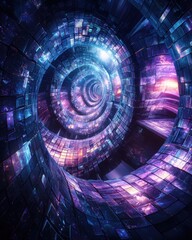 Poster - Dynamic cosmic spiral abstract background digital art psychedelic design futuristic environment vibrant viewpoint