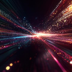 Poster - Dynamic quantum light beams abstract background digital art futuristic environment vibrant colors high perspective