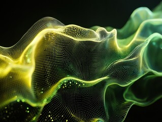 Poster - Dynamic digital abstract waves studio setting visual art dark environment close-up view sci-fi concept