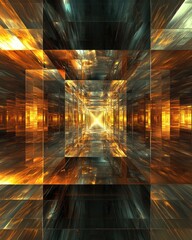 Poster - Surreal light refractions and digital abstract background virtual space 3d futuristic design digital art