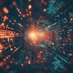 Poster - Dynamic digital abstract background of virtual reality distortion futuristic environment high-tech viewpoint conceptual design