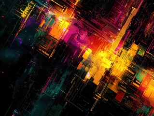 Poster - Dynamic technological abstract background digital art vibrant colors modern design digital environment futuristic concept