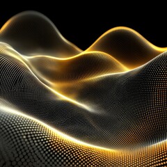 Poster - Dynamic digital abstract background of virtual reality distortion waves futuristic concept high-tech environment