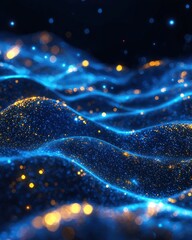 Poster - Dynamic digital abstract background of space dust enigmatic waves graphic design dark environment eye-level view conceptual art