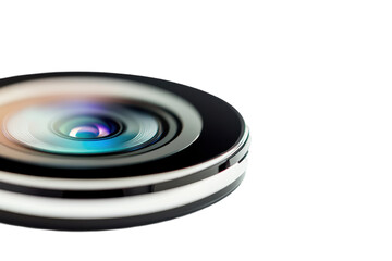 Poster - Close-up view of a camera lens showcasing intricate details on a transparent background
