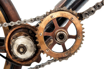 Aufkleber - Collection of assorted bicycle gears and components isolated on a white background showcasing various shapes and sizes