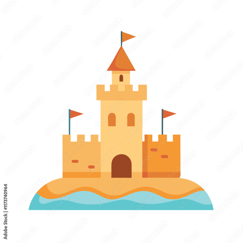 Sand Castle Vector Illustration - Cartoon Clipart & Line Art Designs ...