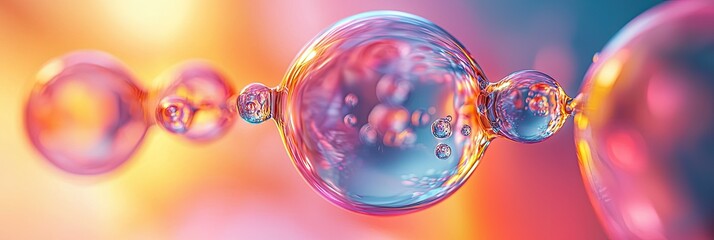 Poster - Abstract image of colorful bubbles connected together, representing cellular structures or molecular bonds.
