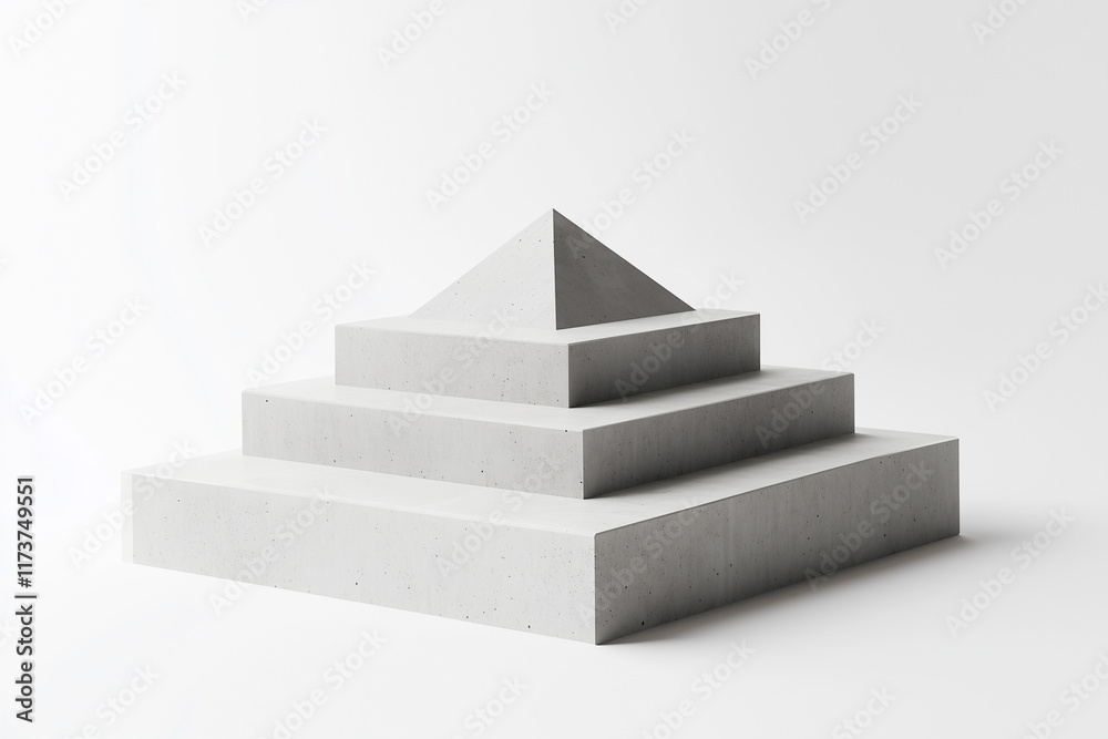 Geometric 3D steps forming a pyramid-like podium, hyper-realistic ...