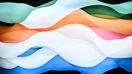 Wall Mural - Abstract colorful fabric waves flowing, background design, website banner, modern art.
