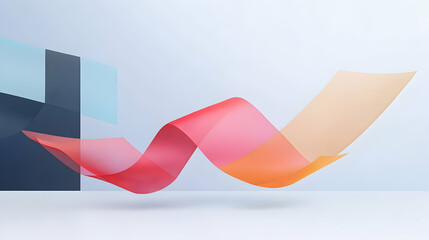 Wall Mural - Abstract colorful ribbon swirl design, minimalist background, website banner, presentation template.