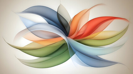 Wall Mural - Abstract colorful flower design, swirling petals, light beige background, for website design or print.